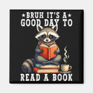 Bruder, ein guter Tag, um ein Buch Waschbär liest Magnet