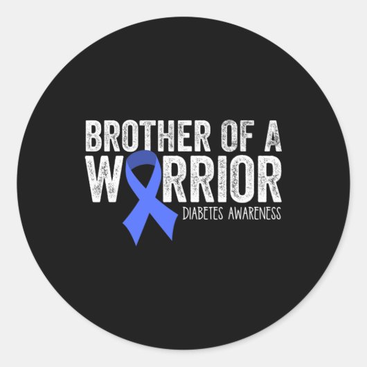 Bruder eines Warrior T1d Diabetiker Blue Ribbon Su Runder Aufkleber (Vorderseite)