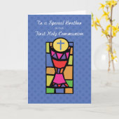 Bruder, Erster Kommunen Glückwunsch, Pokal und Karte (Gelbe Blume)