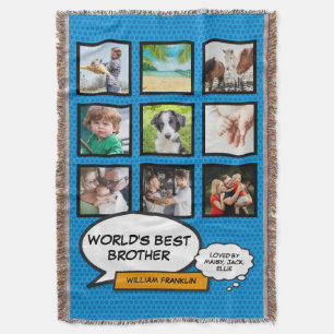 Bruder Foto Collage Comic Book Spaß Coole Blaue Decke