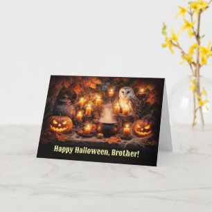 Bruder Frohes Halloween Schönes Owl und Kerzen Karte