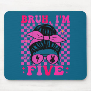 Bruder fünf 5 5. Geburtstag Mädchen groovy 5 Jahre Mousepad