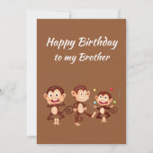 Bruder Geburtstag als alberne wunderbare Affen Karte (Vorderseite)