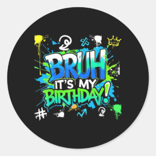 Bruder Geburtstag Farbiger Tropfen Graffiti Bday J Runder Aufkleber