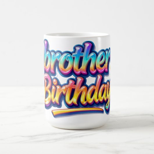 Bruder Geburtstagsgeschenk Bunte Regenbogen Schrif Kaffeetasse (Mittel)