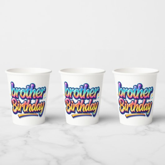 Bruder Geburtstagsgeschenk Bunte Regenbogen Schrif Pappbecher (Multi)