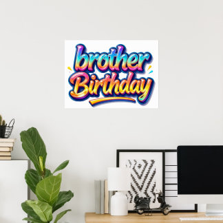 Bruder Geburtstagsgeschenk Bunte Regenbogen Schrif Poster