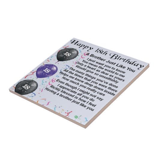 Bruder-Gedicht-18. Geburtstag Fliese (Seite)