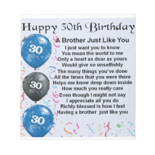 Bruder Gedicht 30. Geburtstag Notizblock