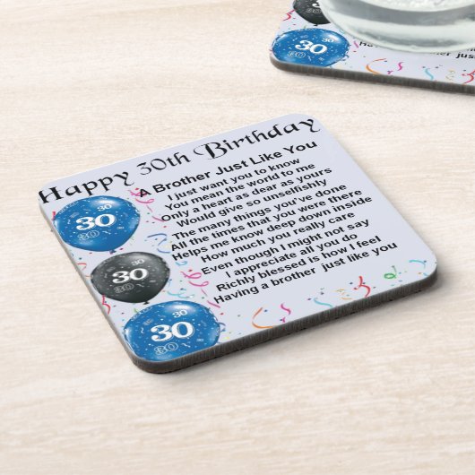 Bruder-Gedicht-30. Geburtstag Untersetzer (Linke Seite)