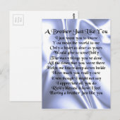 Bruder Gedicht - Blaue Seide Postkarte (Vorne/Hinten)