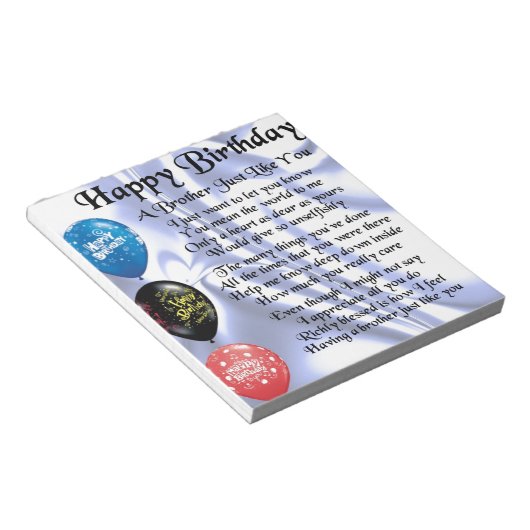 Bruder Gedicht glücklich Geburtstag Notizblock (angewinkelt)