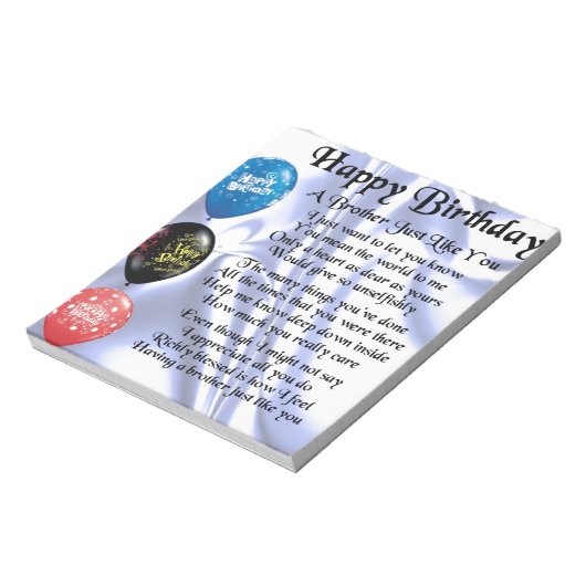 Bruder Gedicht glücklich Geburtstag Notizblock (Rotiert)