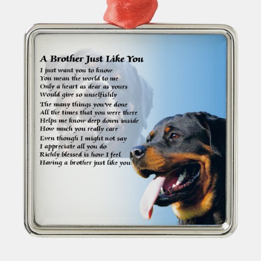Bruder-Gedicht - Rottweiler Ornament Aus Metall (Vorne)