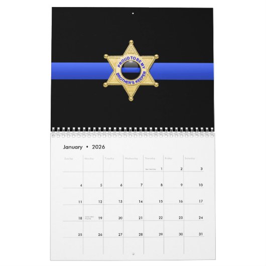 Brüder halten Abzeichen Thin Blue Line Kalender (Jan 2026)