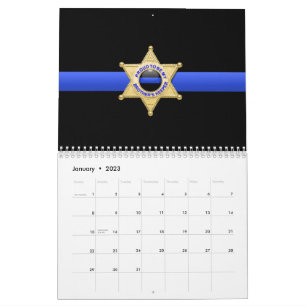 Brüder halten Abzeichen Thin Blue Line Kalender