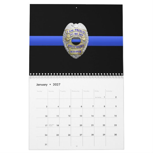 Brüder halten Abzeichen Thin Blue Line Kalender (Jan 2027)