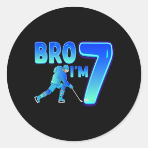 Bruder ich bin 7 Eishockey Fan 7. Geburtstagsfeier Runder Aufkleber