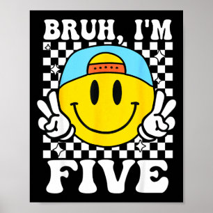 Bruder Ich bin Fünf 5. Geburtstag Groovy Jungen Mä Poster