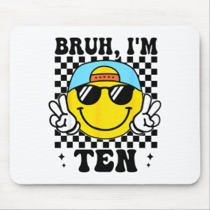 Bruder Ich bin Zehn 10 10. Geburtstag Groovy Junge Mousepad