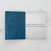 Bruder im Gesetz Birthday Blue Leather Karte (Innenseite)