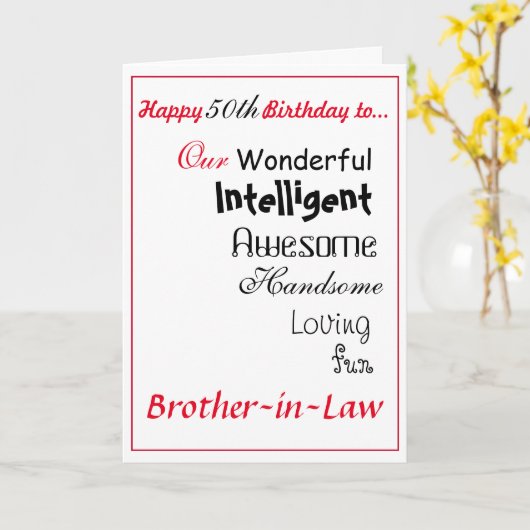 Bruder im Gesetz Geburtskarte. 50. männliche Jungs Karte (Gelbe Blume)