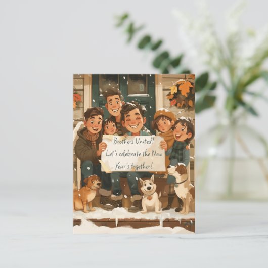 Brüder, Kinder und Hunde Postkarte (Stehend Vorderseite)