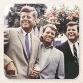 Brüder mit Präsident John Kennedy im Weißen Haus Rechteckiger Pappuntersetzer (Vorderseite)