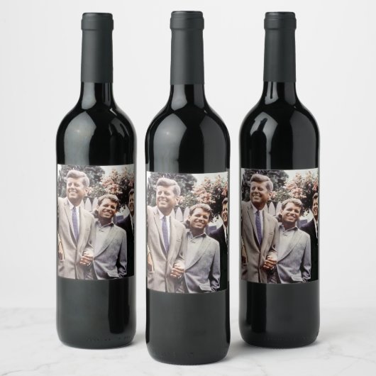 Brüder mit Präsident John Kennedy im Weißen Haus Weinetikett (Flaschen)