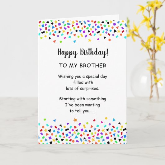 Bruder oder Schwester Funny Birthday Confetti Gruß Karte (Gelbe Blume)