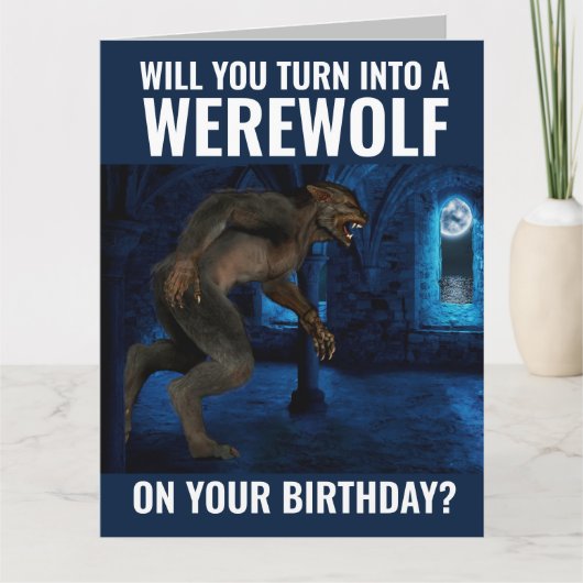BRUDER ODER TYP FRIEND FUNNY WEREWOLF BIRTHDAY CAR KARTE (Vorderseite)