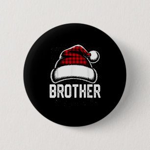 Bruder Santa Red Kariert Weihnachtsfamilie Matchin Button