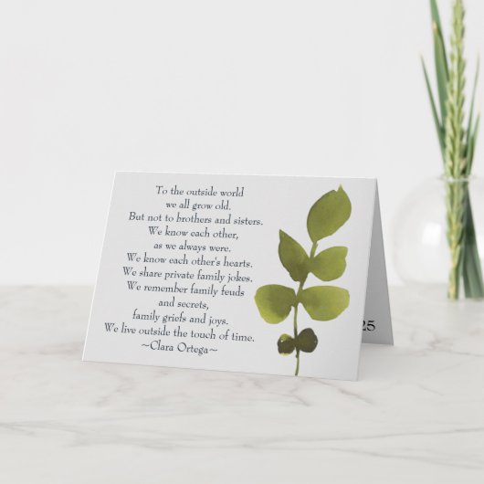 Bruder Schwester Sentimental Gedicht Geschwister G Karte (Vorderseite)