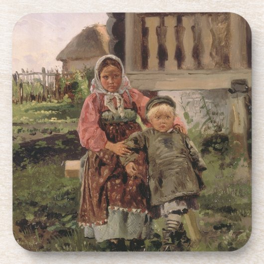 Bruder und Schwester, 1880 Getränkeuntersetzer (Vorderseite)