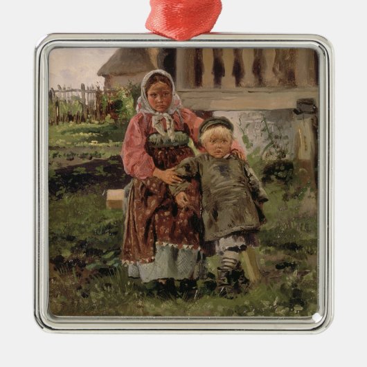 Bruder und Schwester, 1880 Silbernes Ornament (Vorne)