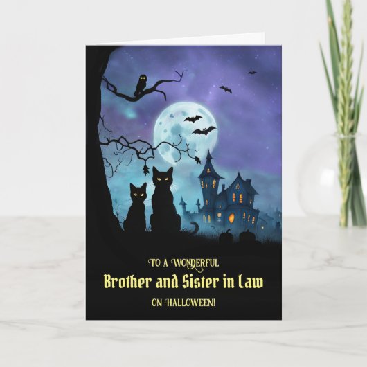 Bruder und Schwester im Jura glücklich Halloween N Karte (Vorderseite)