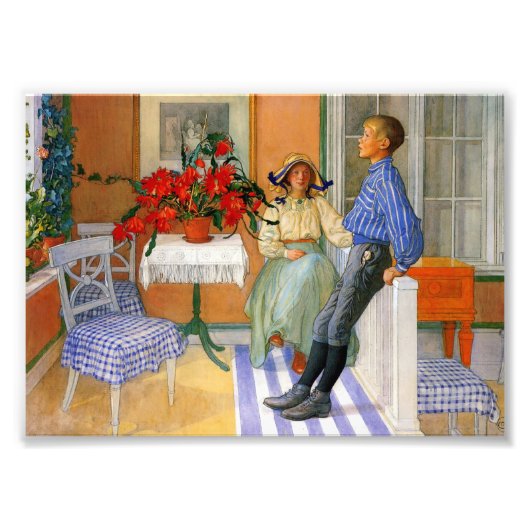 Bruder und Schwester im Sunroom 1911 Fotodruck (Vorne)