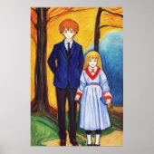 Bruder und Schwester im Wald | Art der AI Poster (Vorne)