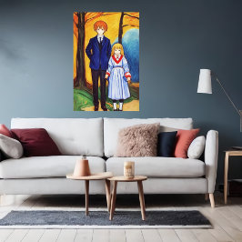 Bruder und Schwester im Wald | Art der AI Poster