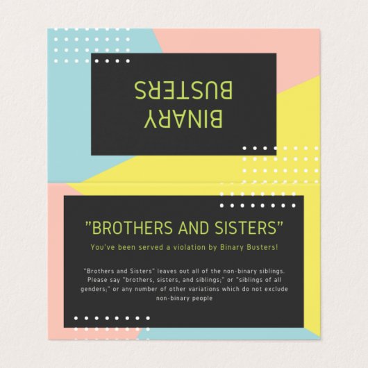 "Bruder-und Schwester-" Intervention w/suggestions Visitenkarten (Außenseite Aufgefaltet)