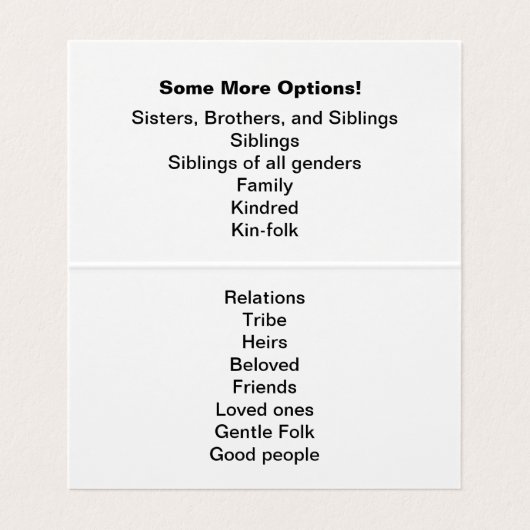 "Bruder-und Schwester-" Intervention w/suggestions Visitenkarten (Innenseite Aufgefaltet)