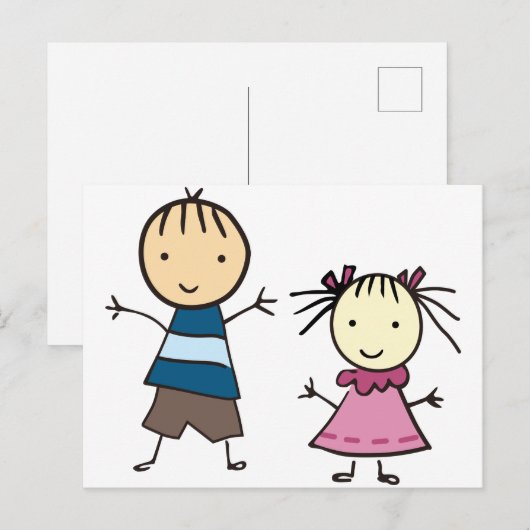 Bruder und Schwester Postkarte (Vorne/Hinten)