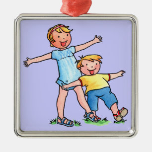 Bruder-und Schwester-Verzierung Silbernes Ornament