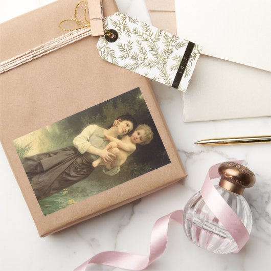 Bruder und Schwester von William Adolphe Bouguerea Rechteckiger Aufkleber (Schenken)