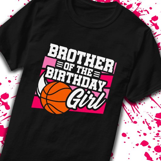 Bruder von Birthday Girl Girls Basketball Geburtst T-Shirt