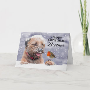 Bruder, Weihnachten, Grenz Terrier Dog Card Feiertagskarte