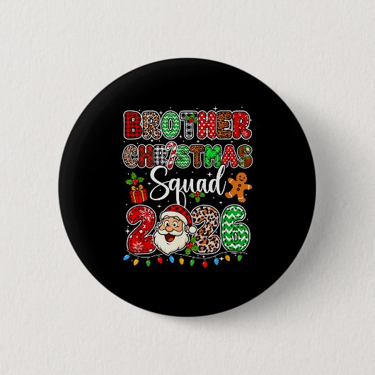 Bruder Weihnachtsmannschaft 2026 Leopard Lustiger Button (Vorderseite)