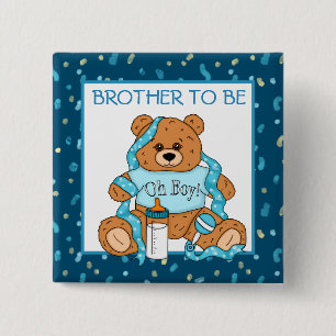 Bruder zu Blue Teddy Bear Baby Dusche Button