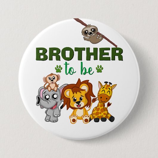 Bruder zu sein Jungle Safari Zoo Tier Baby Dusche Button (Vorderseite)
