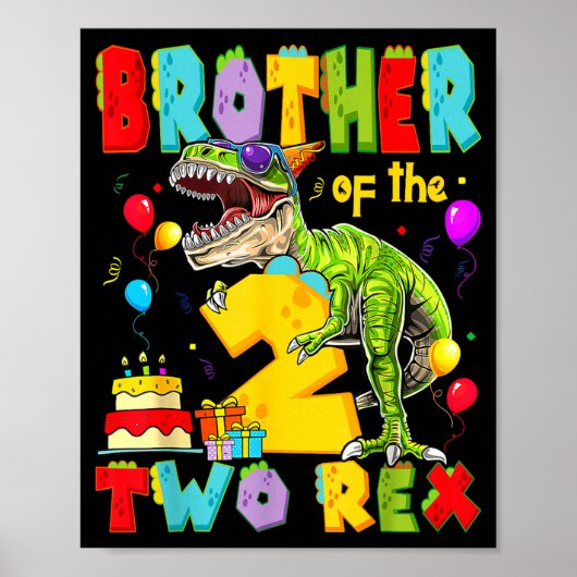 Bruder Zwei Rex 2. Geburtstagsillustration Poster (Vorne)